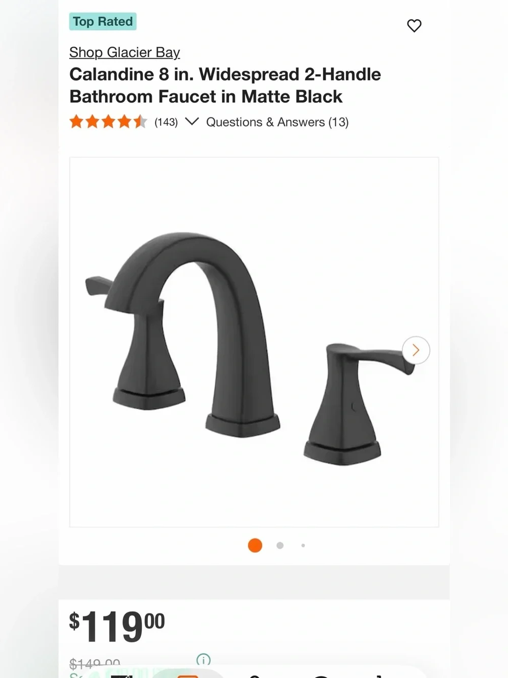 Glacier Bay Calandine Matte Black Two-Handle Bathroom Faucet - 8 in Widespread